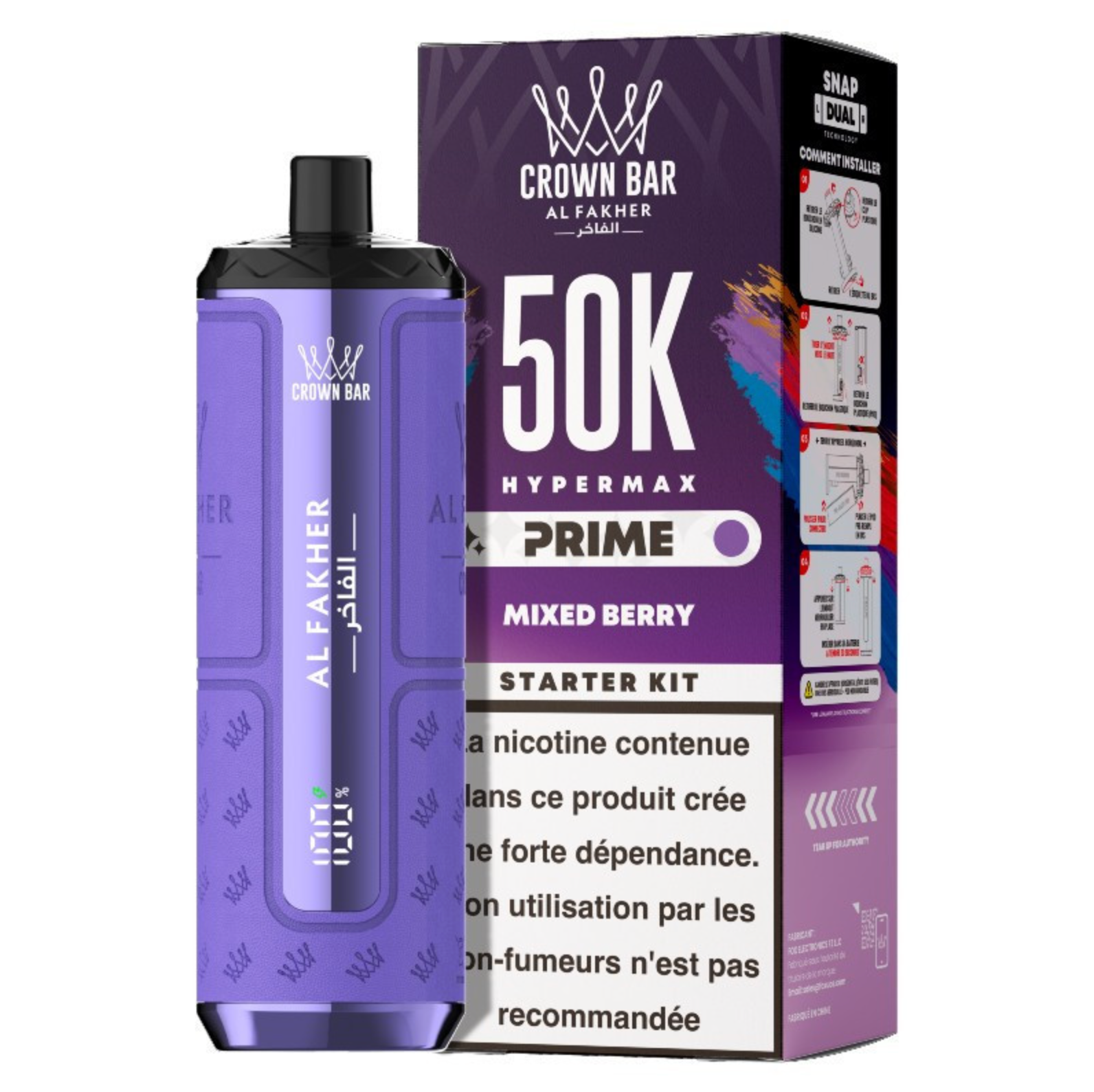 Puff Hypermax Prime 50K Crown Bar Al Fakher - Mixed Berry