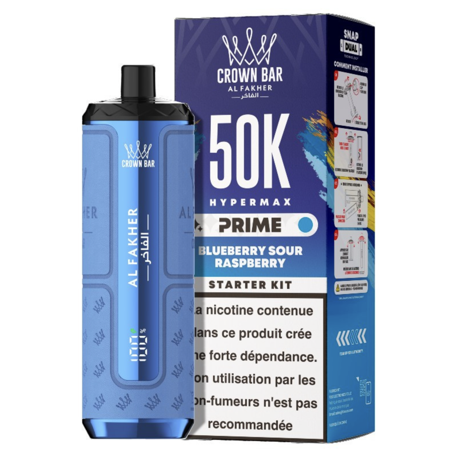 Puff Hypermax Prime 50K Crown Bar Al Fakher - Blueberry Sour Raspberry