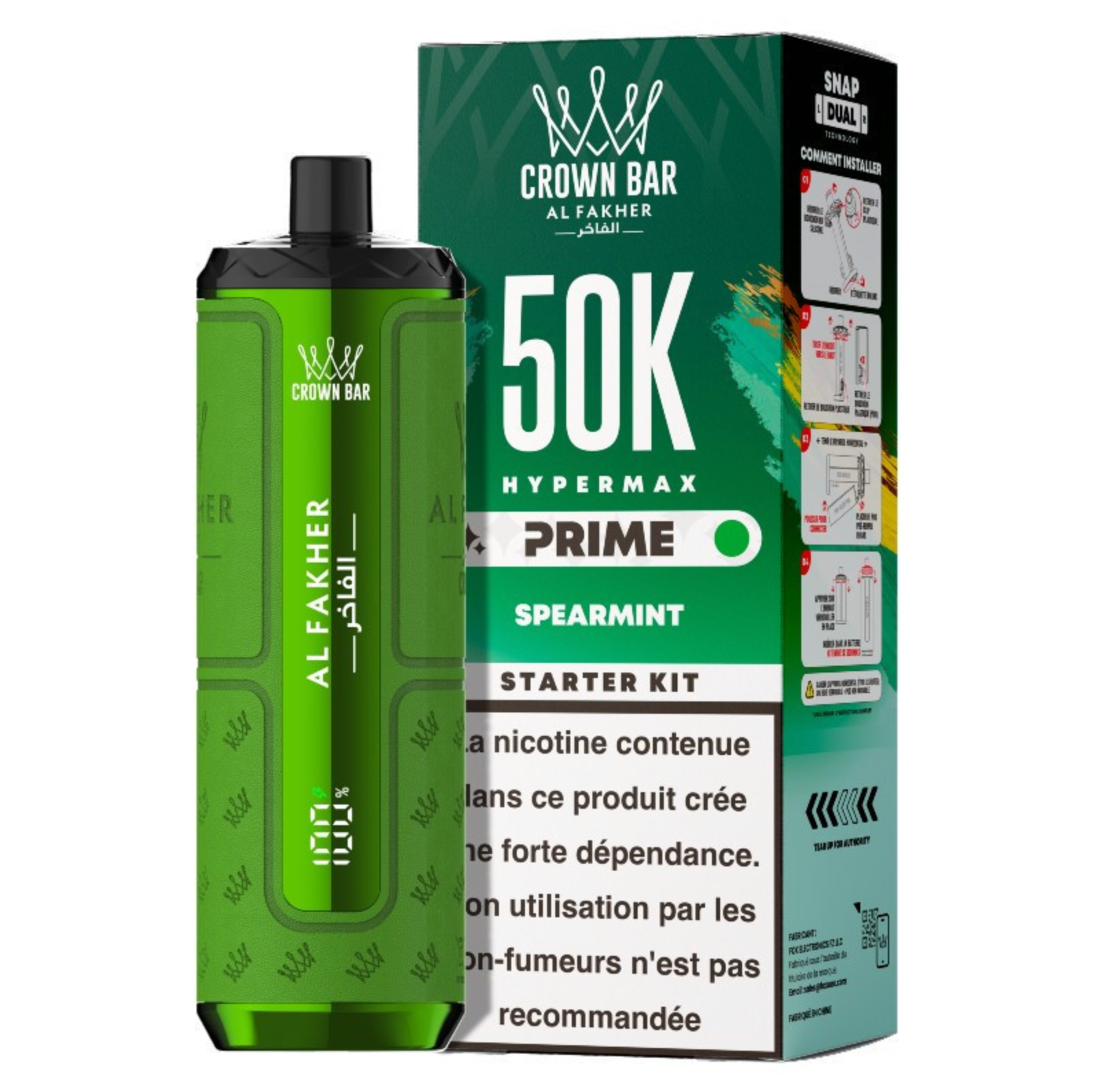 Puff Hypermax Prime 50K Crown Bar Al Fakher - SPEARMINT