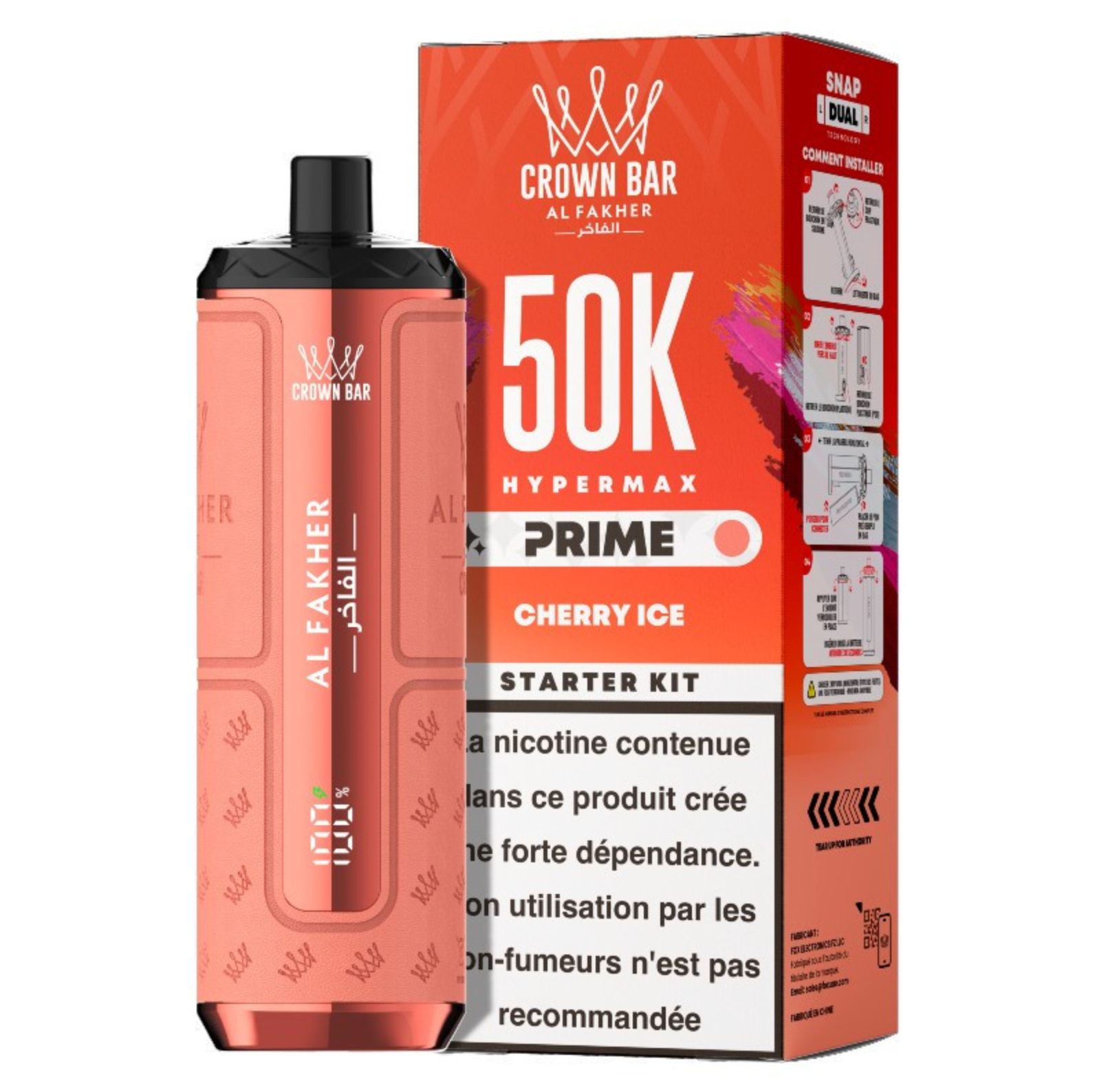 Puff Hypermax Prime 50K Crown Bar Al Fakher - Cherry Ice