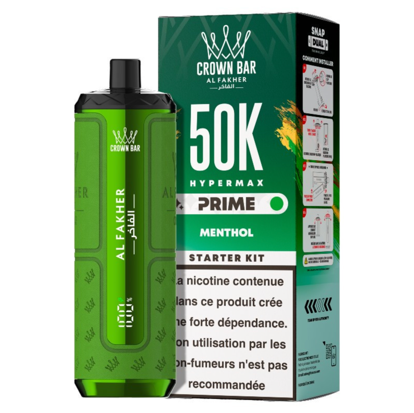 Puff Hypermax Prime 50K Crown Bar Al Fakher - Menthol