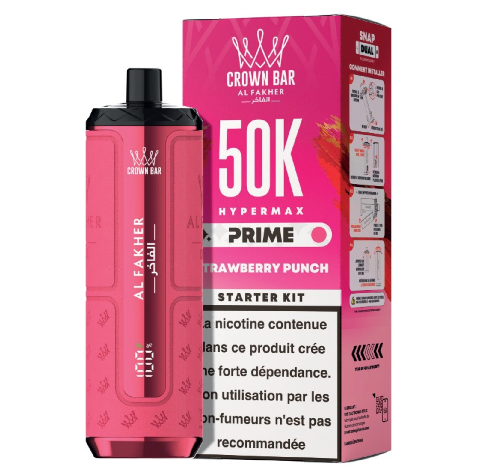 Puff Hypermax Prime 50K Crown Bar Al Fakher - Strawberry Punch